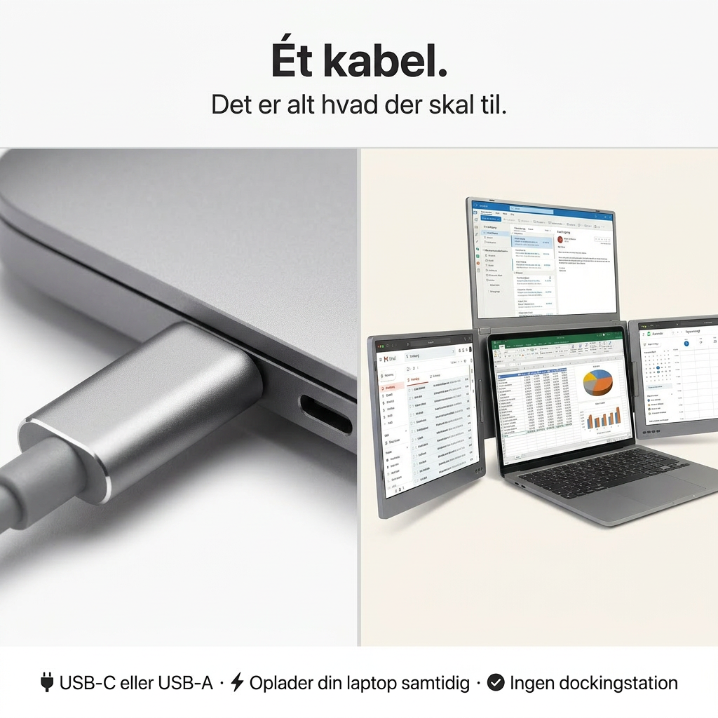 Alu Pro Bærbar Triple Skærmudvider - 15,6"