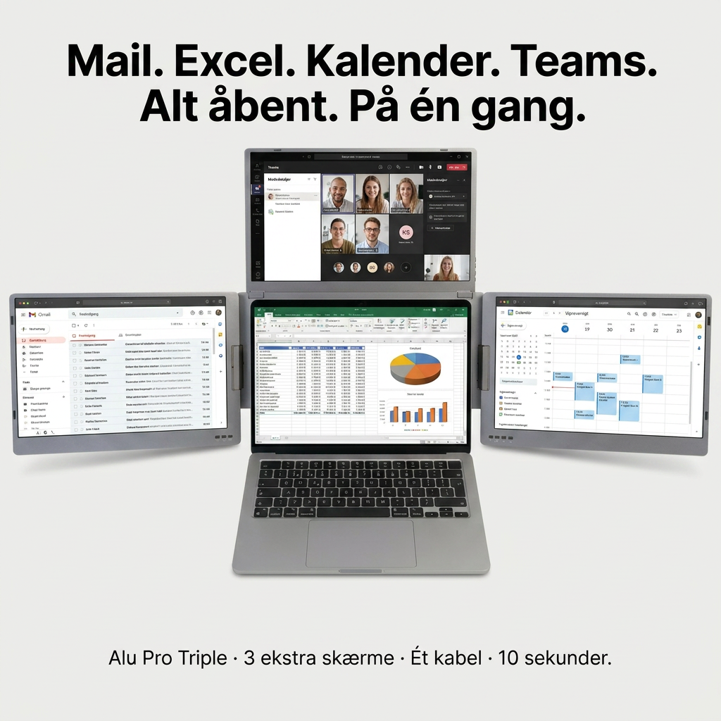 Alu Pro Bærbar Triple Skærmudvider - 15,6"